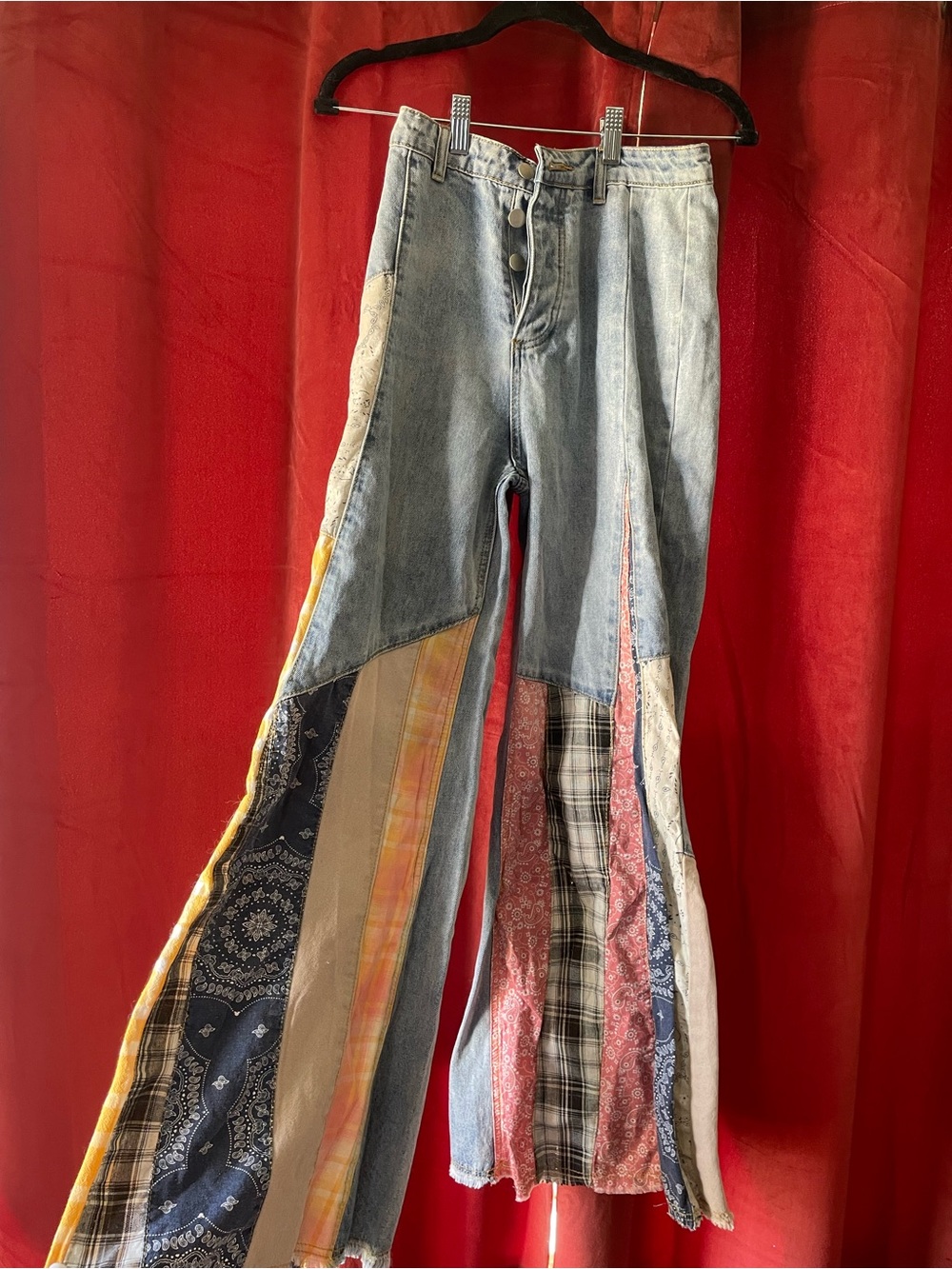 Three Bird Nest Denim Flare magnolia patchwork